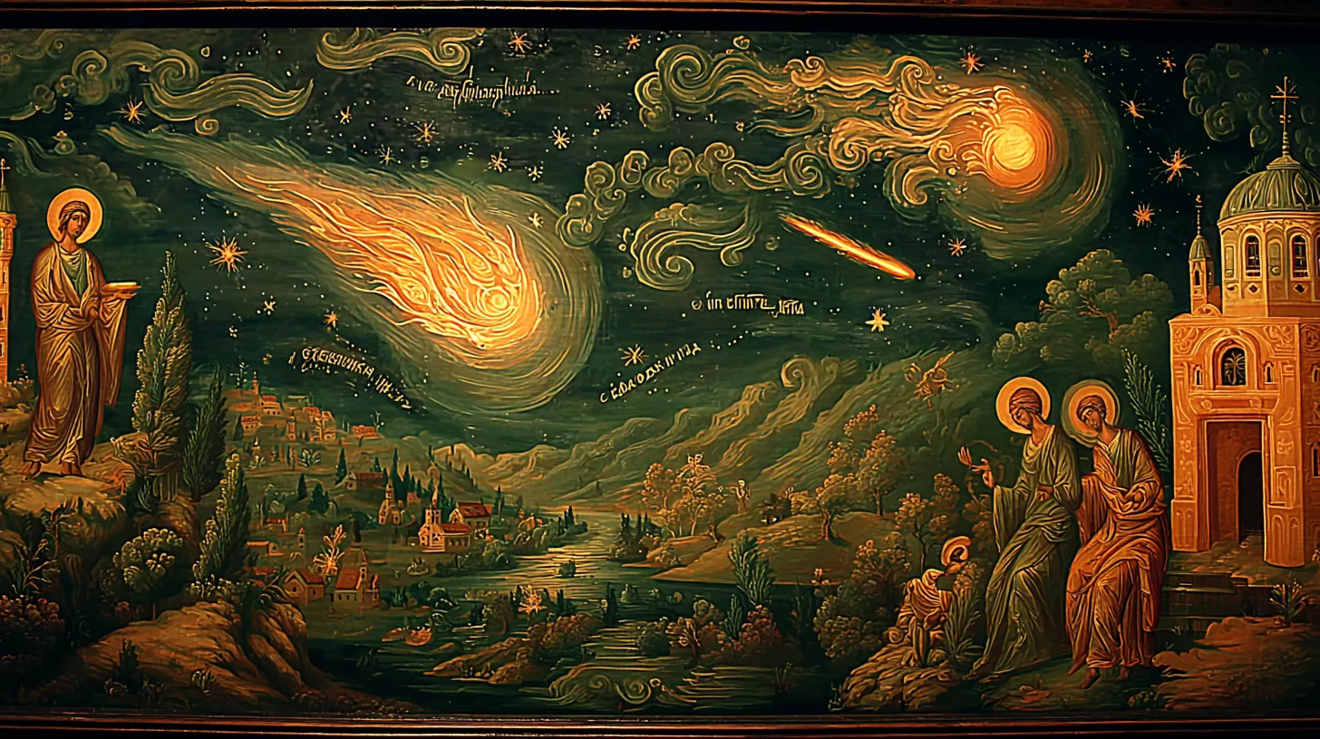 Éclipse solaire totale avec couronne solaire visible, ciel noir en plein jour au-dessus d'un paysage européen